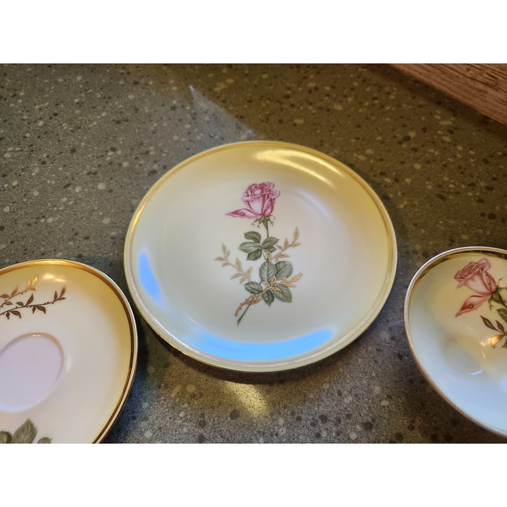 VTG Wundsiedel Bavaria Teacup Saucer Dessert Plate Set Gold Rim Floral Motif - Picture 4 of 8